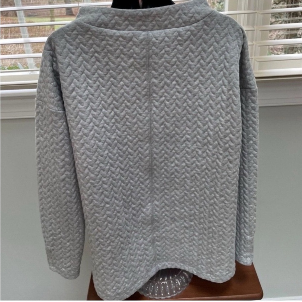Talbots Plus Size 2XLight Gray Quilted Turtleneck Sweatshirt